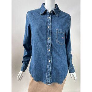 Tommy Hilfiger Womens Denim Button-Up Shirt With Pocket